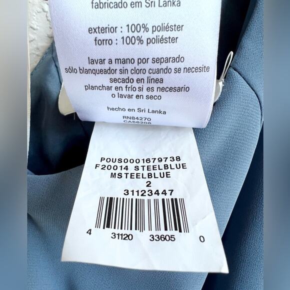 David’s Bridal High neck chiffon bridesmaid dress maxi steel blue 2 new - Picture 7 of 11